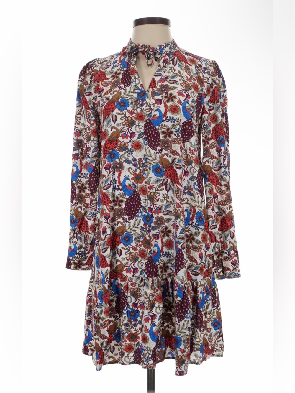 NWT LOFT Peacock Floral Ruffle Hem Dress XL